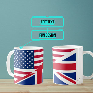 De Café Americano e caneca fundida britânica da bandeira