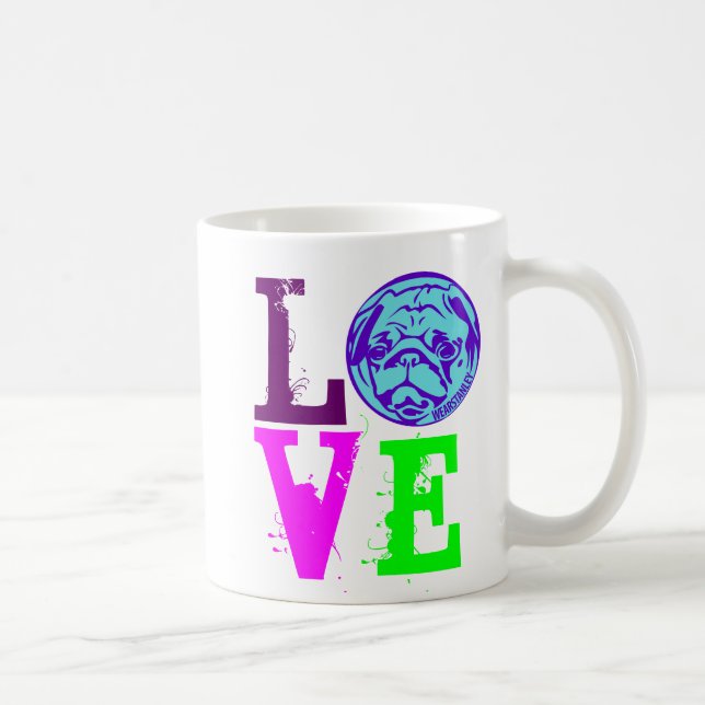 De Café AMOR - caneca cor-de-rosa da fita (Direita)