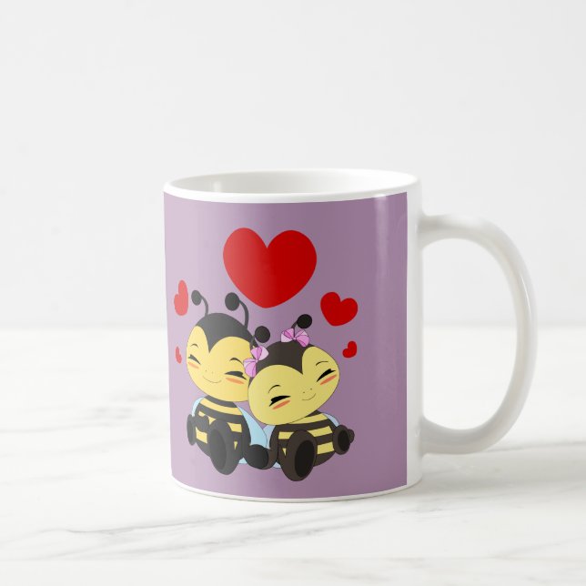 De Café Amor da abelha do mel - caneca (Direita)