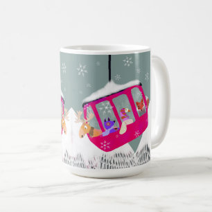 De Café Animais Fofos Esquiam na Caneca da Gôndola