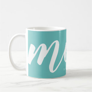De Café Aqua Tipografia simples Mãe EST. Caneca