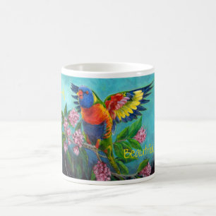 De Café Arco-íris Lori na caneca