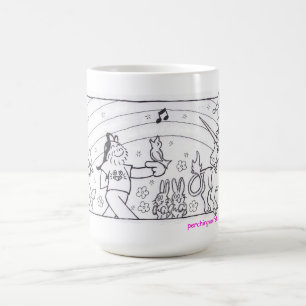 De Café Arcos-íris e caneca dos unicórnios