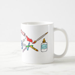 De Café Artes coloridas e caneca das fontes dos