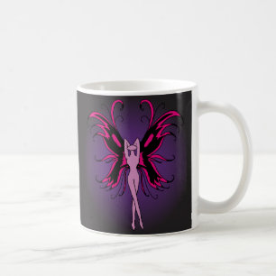 De Café Asas cor-de-rosa & pretas da fada - - caneca