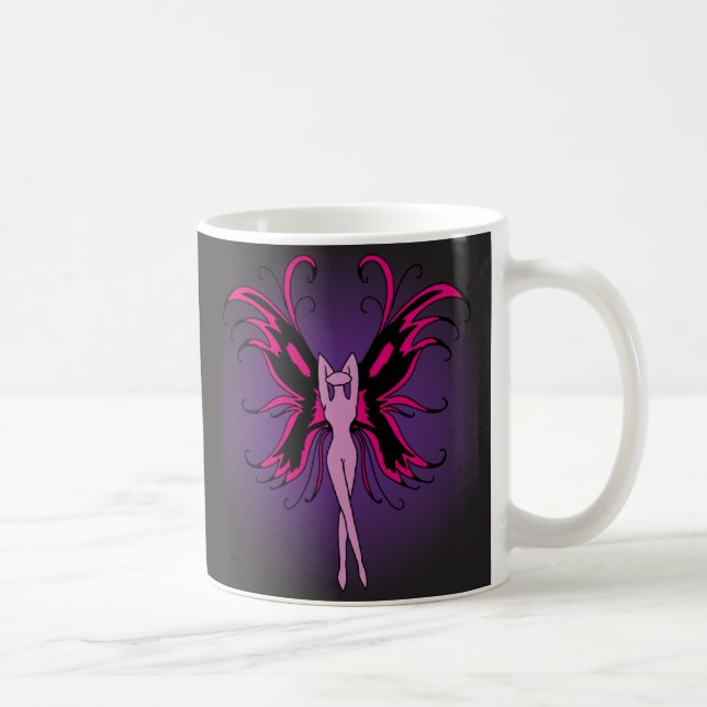 De Café Asas cor-de-rosa & pretas da fada - - caneca (Direita)