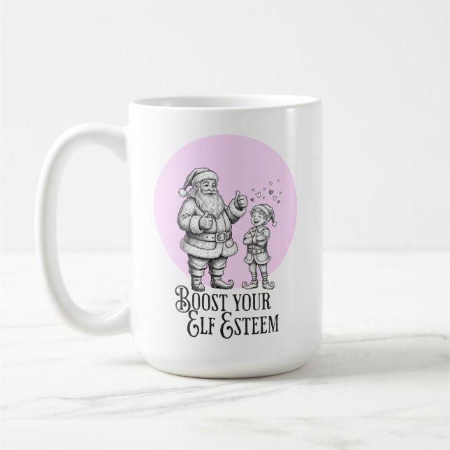 De Café Aumente a autoestima do seu elfo caneca engraçada  (Esquerda)