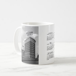 De Café Auto meia caneca redonda ocidental do calendário