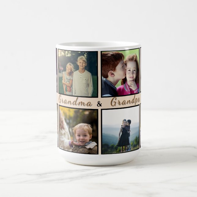 De Café Avó e Avô Modernos – Caneca Personalizada com 8 Fo (Centro)