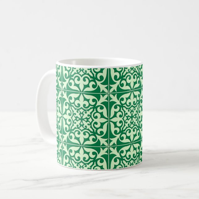 De Café Azulejo marroquino - esmerald e caneca verde-clara (Frente Esquerda)