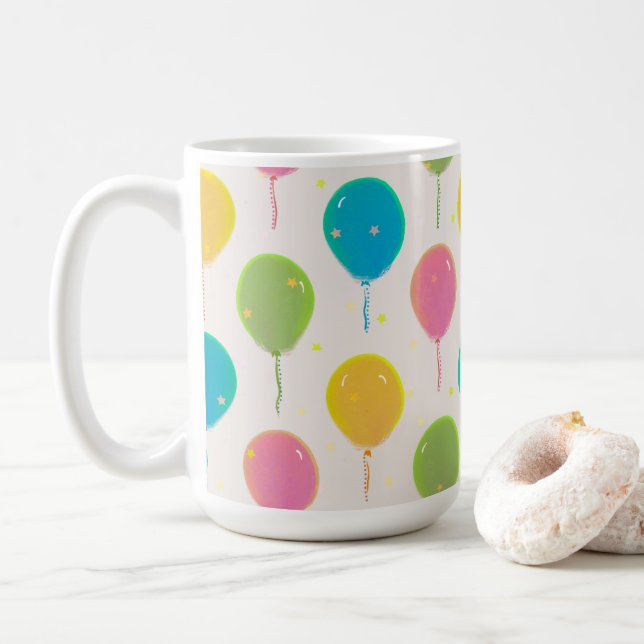 De Café Balões festivos numa caneca (Com Donut)