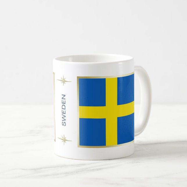 De Café Bandeira da suecia + Caneca do mapa (Frente Esquerda)