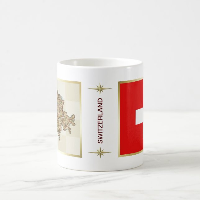 De Café Bandeira da suiça + Caneca do mapa (Centro)