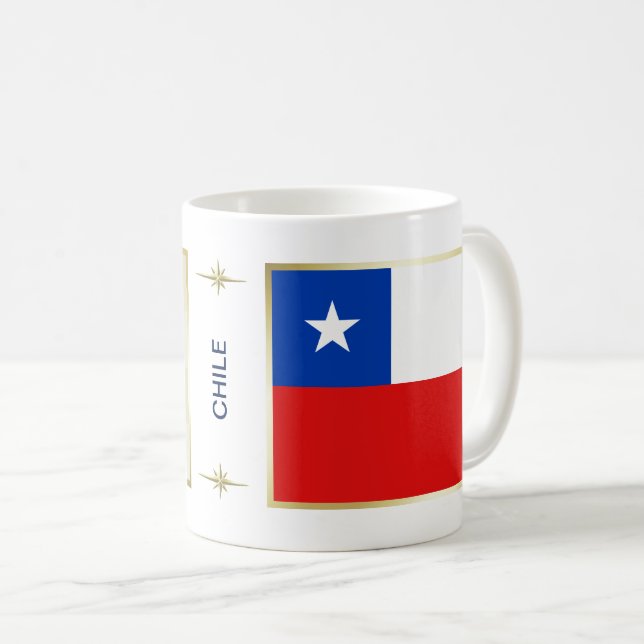 De Café Bandeira do Chile + Caneca do mapa (Frente Esquerda)
