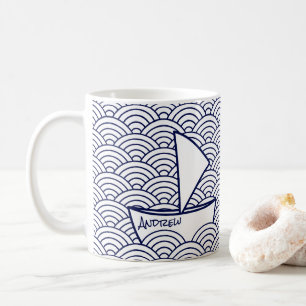 De Café Barco na caneca das ondas