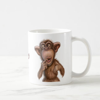 De Café Bebida acima da caneca do macaco