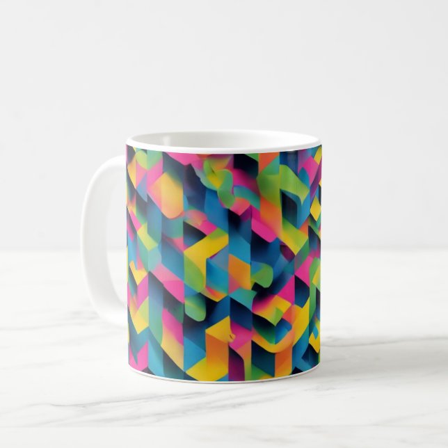 De Café Beleza Geométrica - Caneca Texturizada 3D (Frente Esquerda)