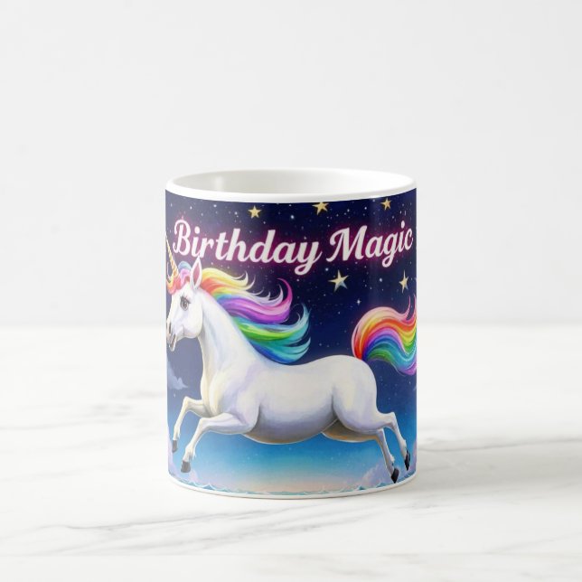 De Café Birthday Magic Whimsical unicorn chá caneca (Centro)