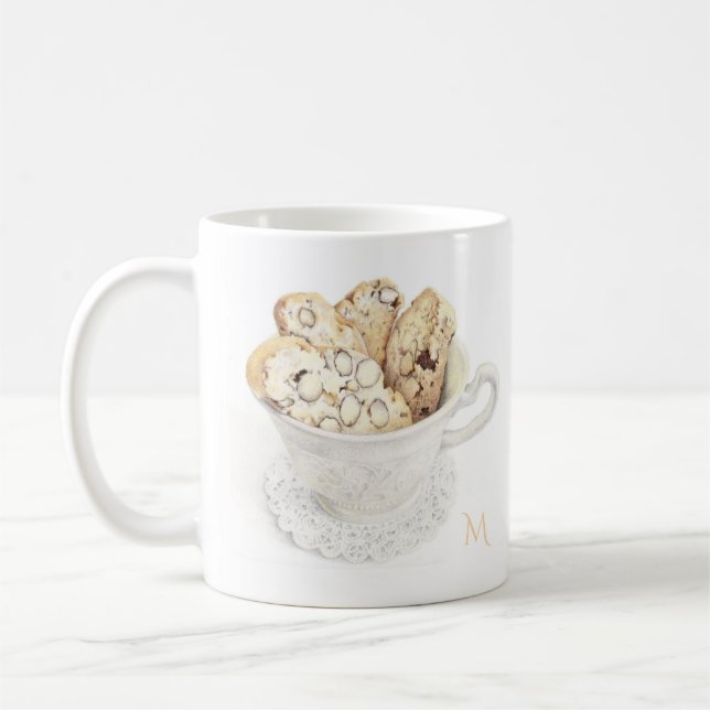 De Café BISCOTTI Caneca Branca + Inicial (Esquerda)