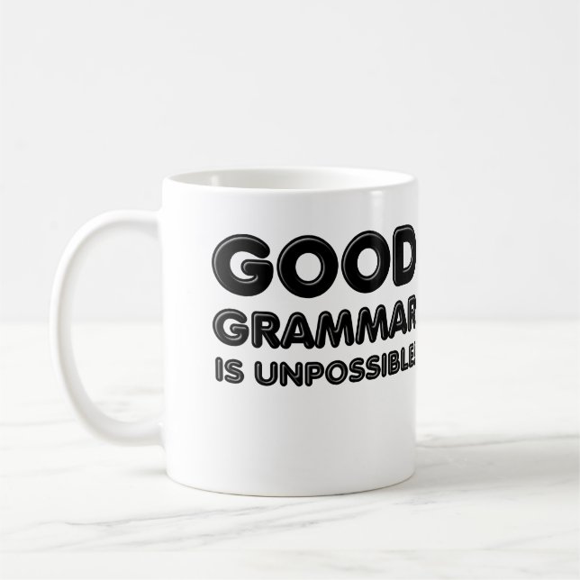 De Café Boa Gramática É Impossível Caneca Divertida (Esquerda)