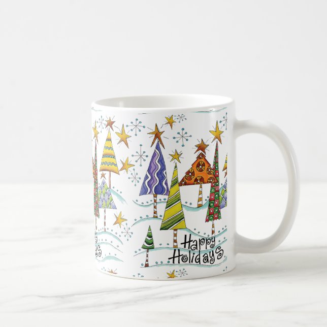 De Café Boas festas caneca do Natal com árvores (Direita)