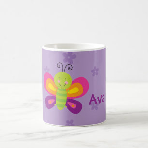 De Café Borboleta colorida caneca personalizada