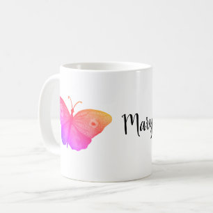 De Café borboletas rosa caneca personalizada