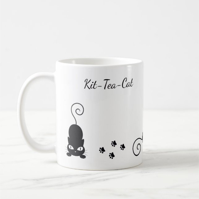 De Café Branco do gato do chá do jogo caneca branca (Esquerda)