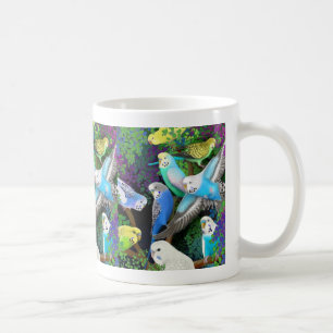 De Café Budgerigars e caneca das samambaias