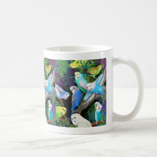 De Café Budgerigars e caneca das samambaias