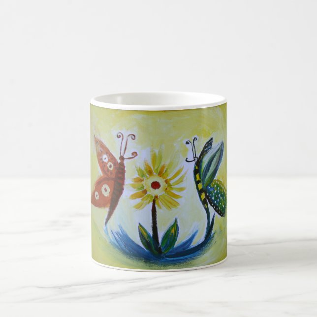 De Café Butterflies Pintura 325 ml Clássica Caneca Branca (Centro)