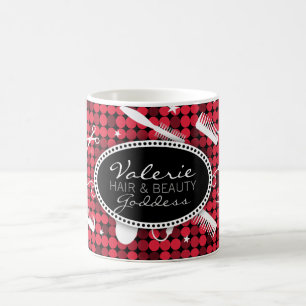 De Café Cabelo feito sob encomenda Glam encarnado & caneca