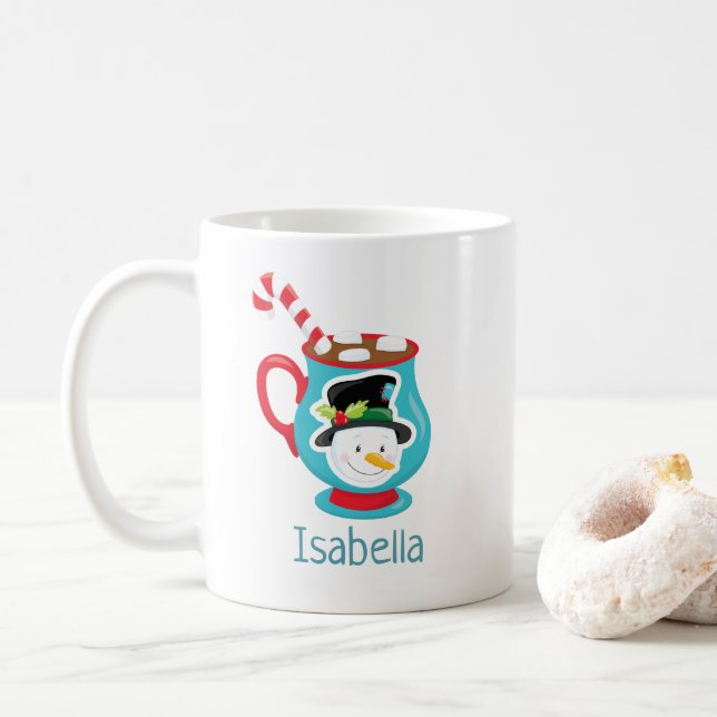 De Café Cacau Quente Bonito Snowman Personalizado Caneca d (Com Donut)
