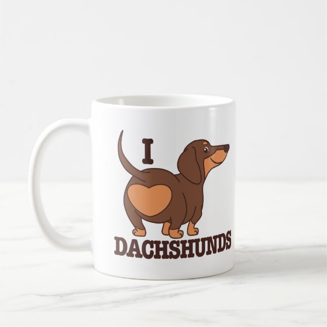 De Café Cachorro Amor Dachshund Caneca (Esquerda)