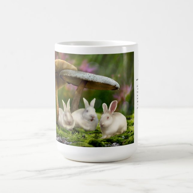 De Café caneca 15oz: Coelhos em cogumelos dos coelhos do (Centro)
