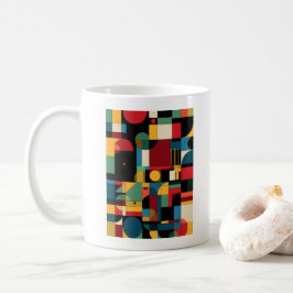 De Café Caneca Abstrata Geométrica Bauhaus Mosaico Colorid