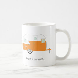De Café Caneca alaranjada do campista feliz