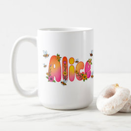 De Café Caneca Alice - Design Floral e Abelha