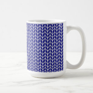 DE CAFÉ CANECA ALTA BRANCA COM ESTAMPA AZUL REAL EM TRICÔ