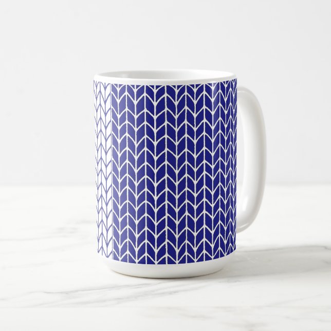 DE CAFÉ CANECA ALTA BRANCA E AZUL TECIDA (Frente Esquerda)