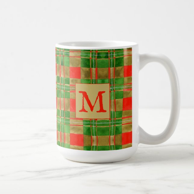 De Café Caneca Alta Branca MAC GREGOR TARTAN + Inicial (Direita)