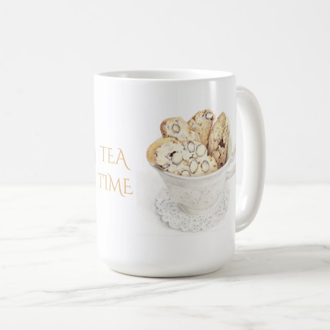 DE CAFÉ CANECA ALTA BRANCA "TEA TIME" BISCOTTI (Frente Esquerda)