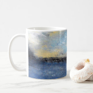 De Café Caneca amarela azul do abstrato da praia