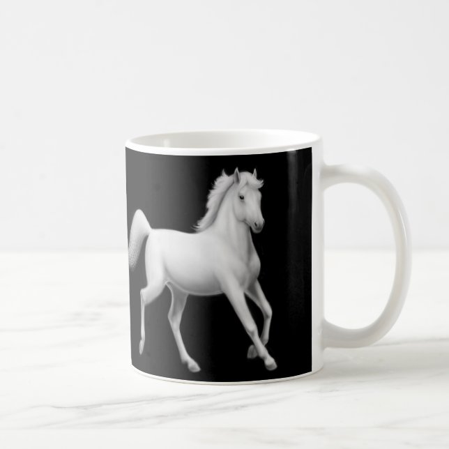 De Café Caneca árabe branca dos cavalos (Direita)