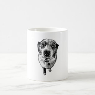 De Café Caneca Artística Cachorro Aussie Preto e Branco