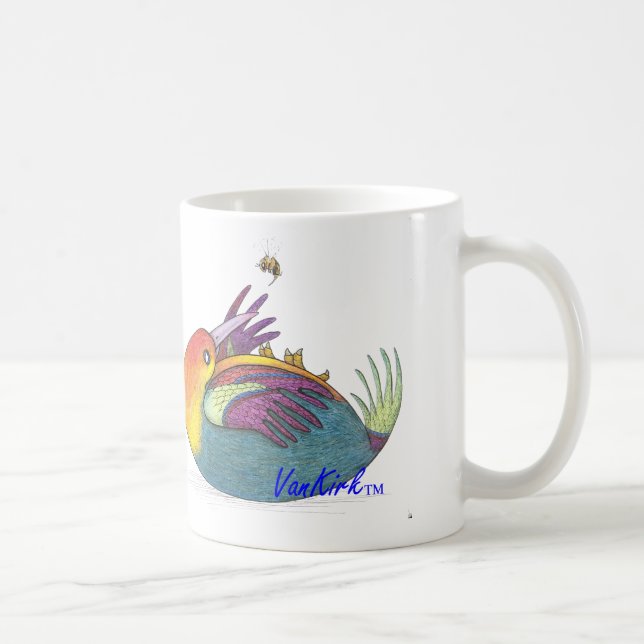 De Café Caneca artística do pássaro e da abelha (Direita)