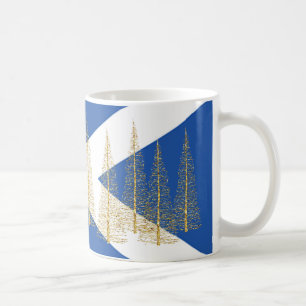 De Café Caneca Árvores Bandeira da Escócia Azul Branco