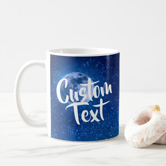 De Café Caneca azul do costume da Lua cheia (Com Donut)