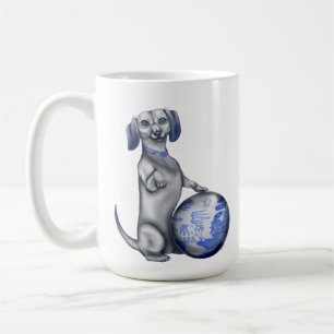 De Café Caneca azul do Dachshund do salgueiro