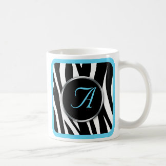De Café Caneca azul do monograma do Aqua chique do